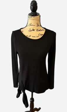 Karen Kane Black Side Knot Tie Long Sleeve Top Medium USA Made Stretch